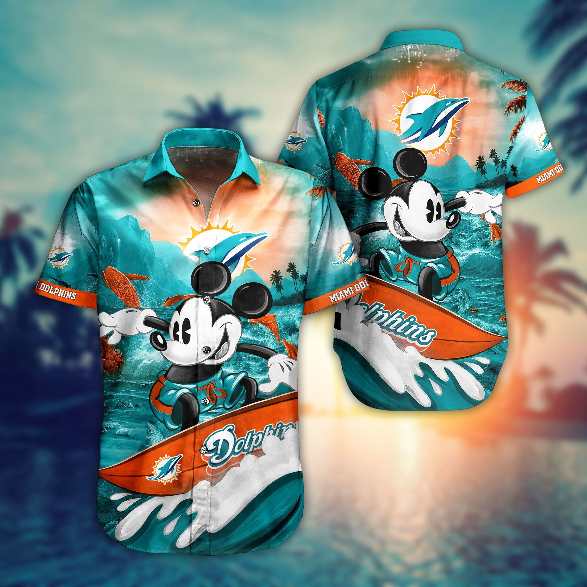 Miami Dolphins Hawaiian Shirt Tropical Aloha Button Up