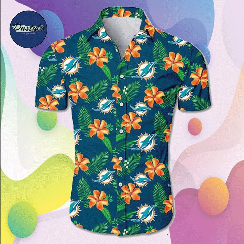 Miami Dolphins Hawaiian Shirt Tropical Aloha Button Up