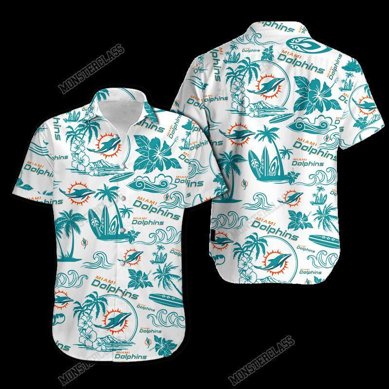 Miami Dolphins Island Hawaiian Shirt Tropical Aloha Button Up