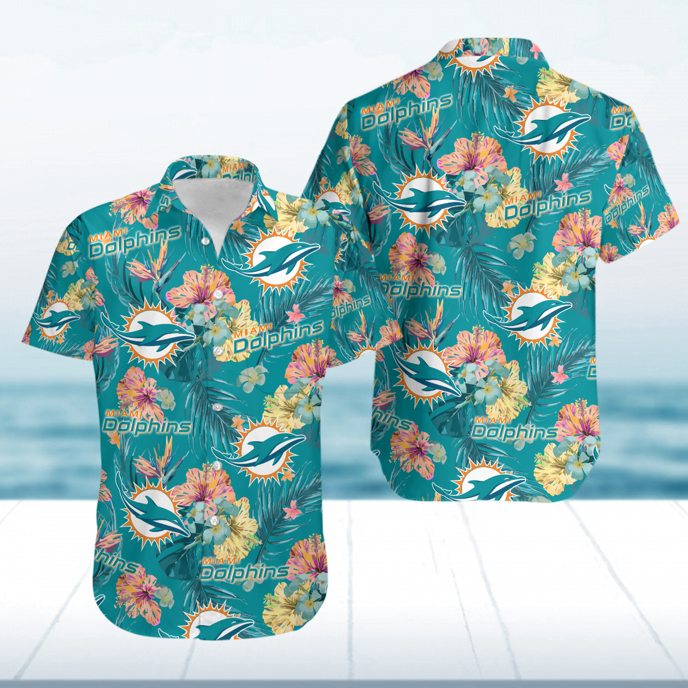 Miami Dolphins Island Summer Hawaiian Shirt Tropical Aloha Button Up