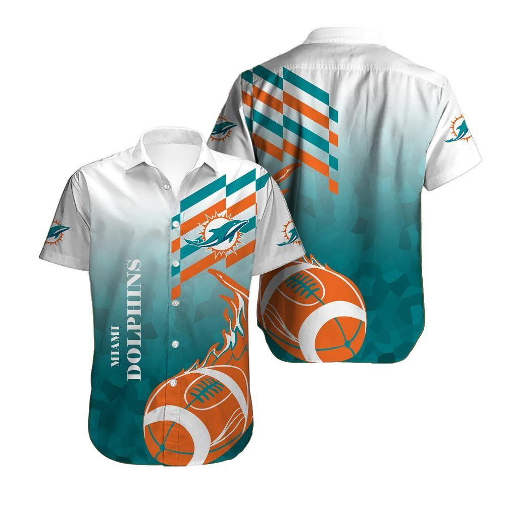 Miami Dolphins Logo Hawaiian Shirt Tropical Aloha Button Up