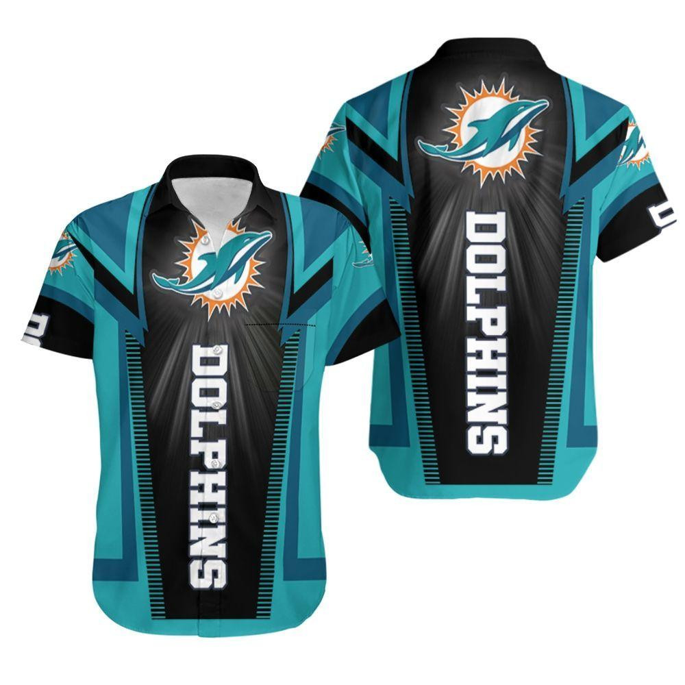 Miami Dolphins Logo Hawaiian Shirt Tropical Aloha Button Up