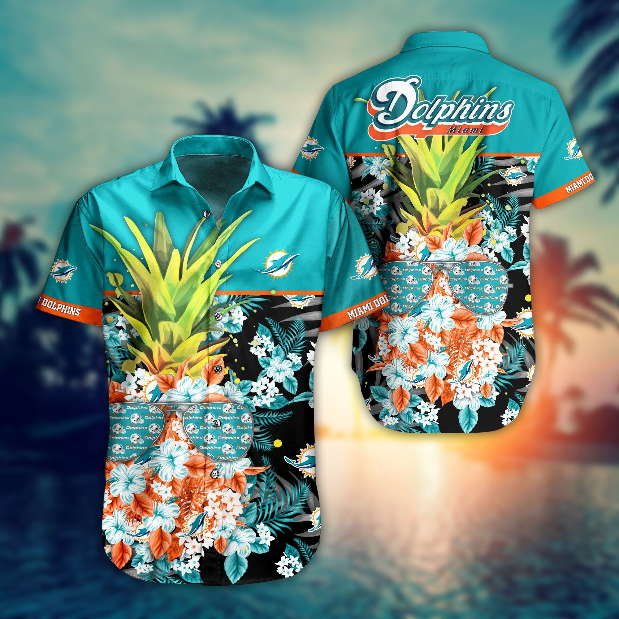 Miami Dolphins Nfl Hawaiian Shirt Tropical Aloha Button Up
