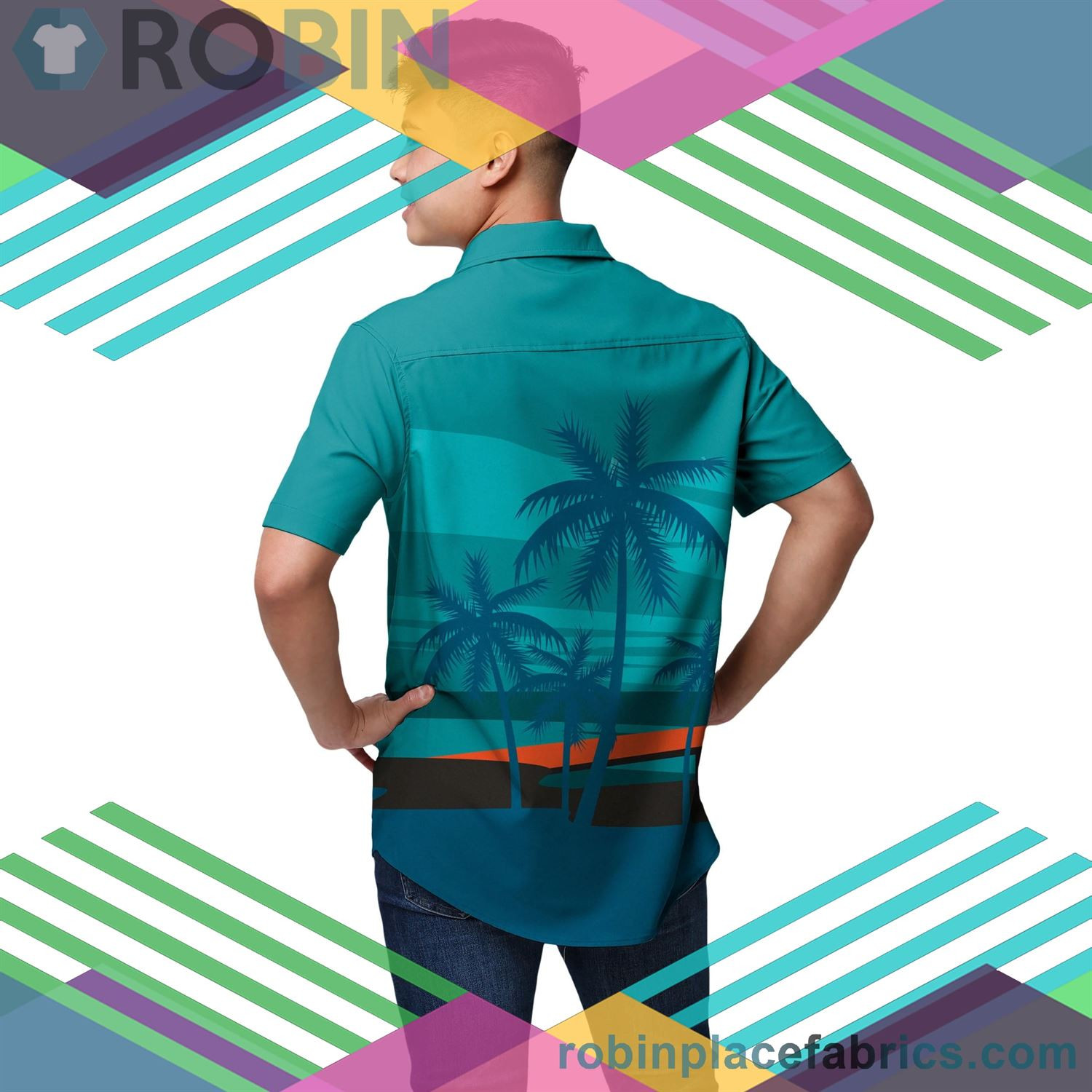 Miami Dolphins Sunset Up Hawaiian Shirt Tropical Aloha Button Up