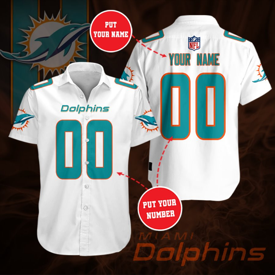 Personalized Miami Dolphins Team Up Hawaiian Shirt Tropical Aloha Button Up