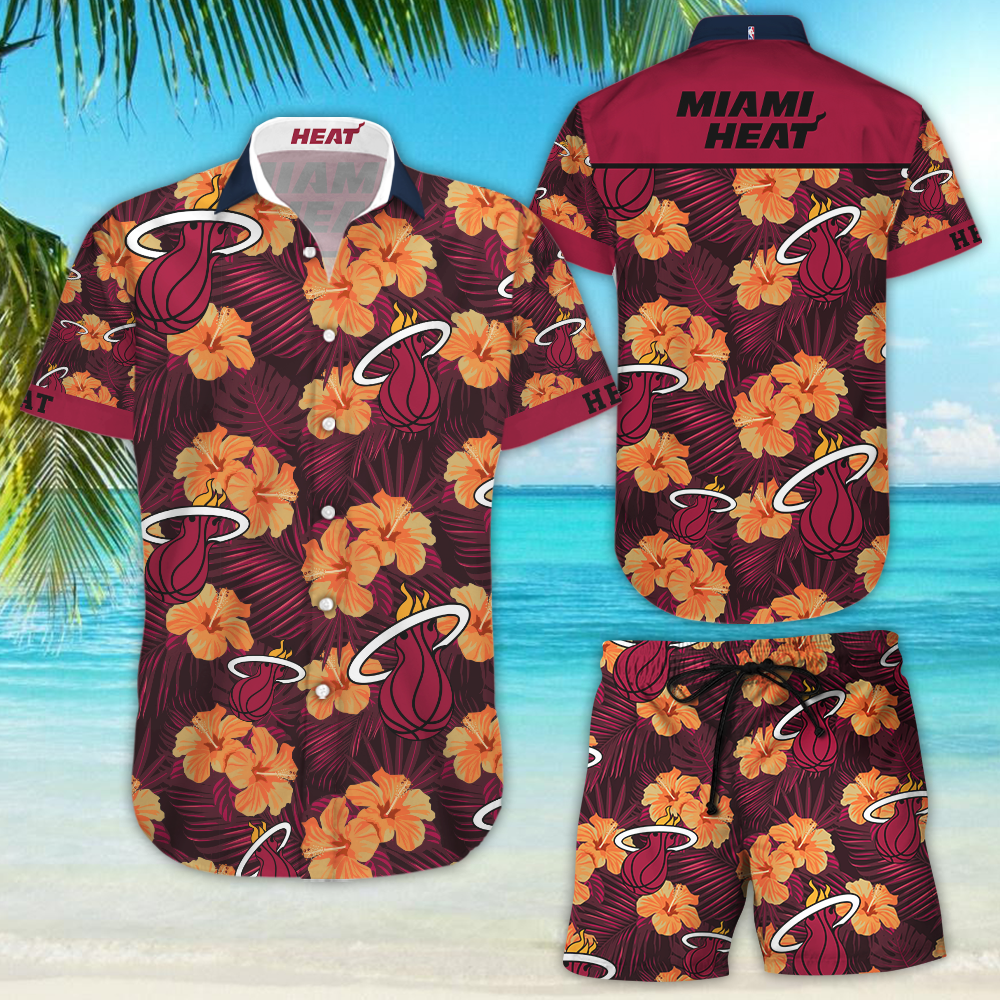 Miami Heat Hawaiian Shirt Tropical Aloha Button Up