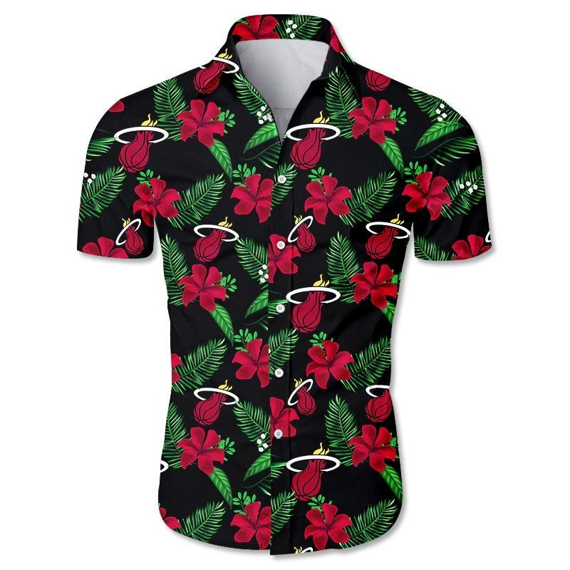 Miami Heat Hawaiian Shirt Tropical Aloha Button Up