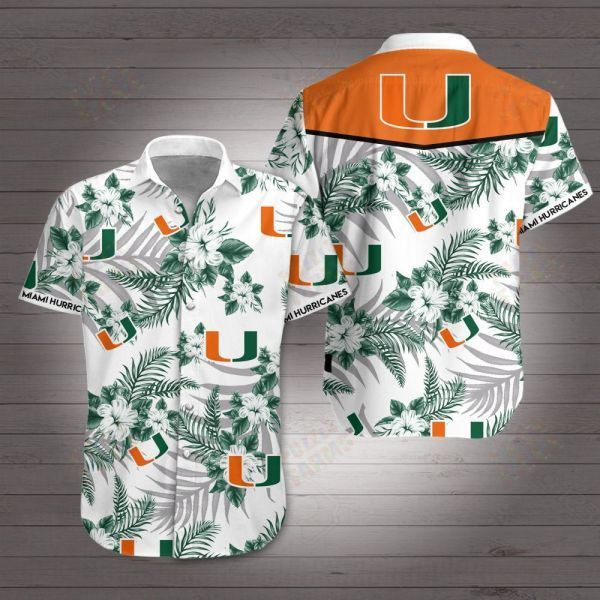 Miami Hurricanes Hawaiian Shirt Tropical Aloha Button Up