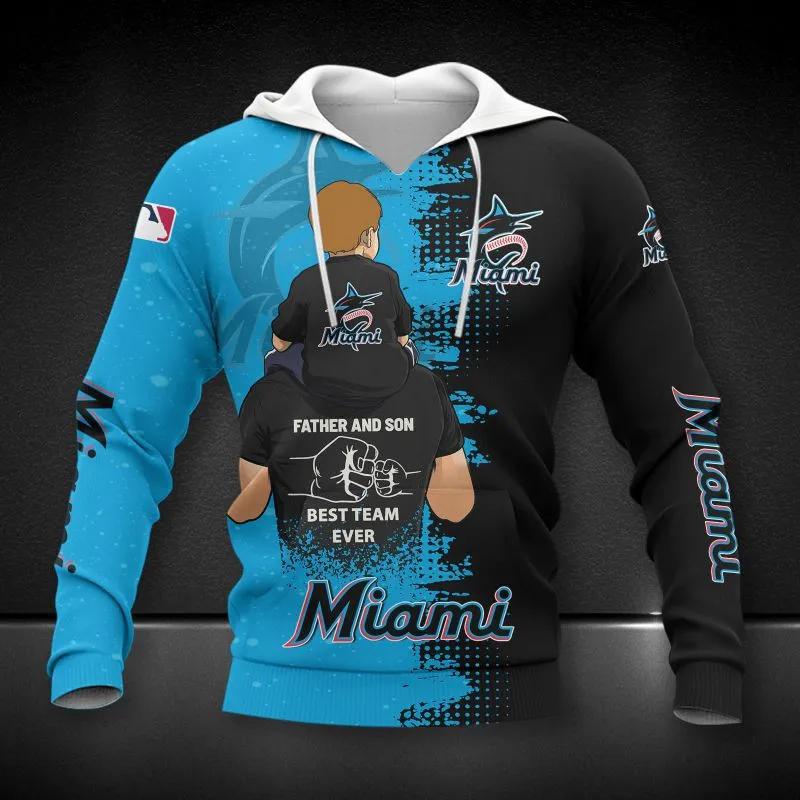 Miami Marlins Dad And Son MLB All Over Print Hoodie