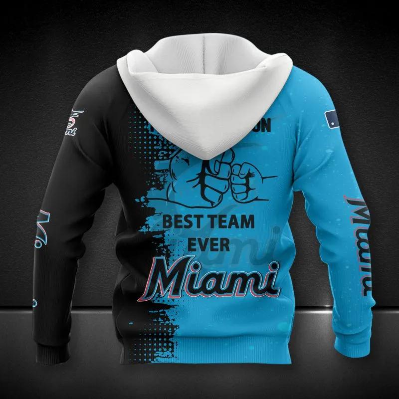 Alternative view of Miami Marlins Dad And Son MLB All Over Print Hoodie