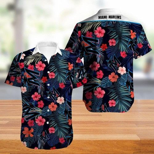 Miami Marlins Hawaiian Shirt Tropical Aloha Button Up