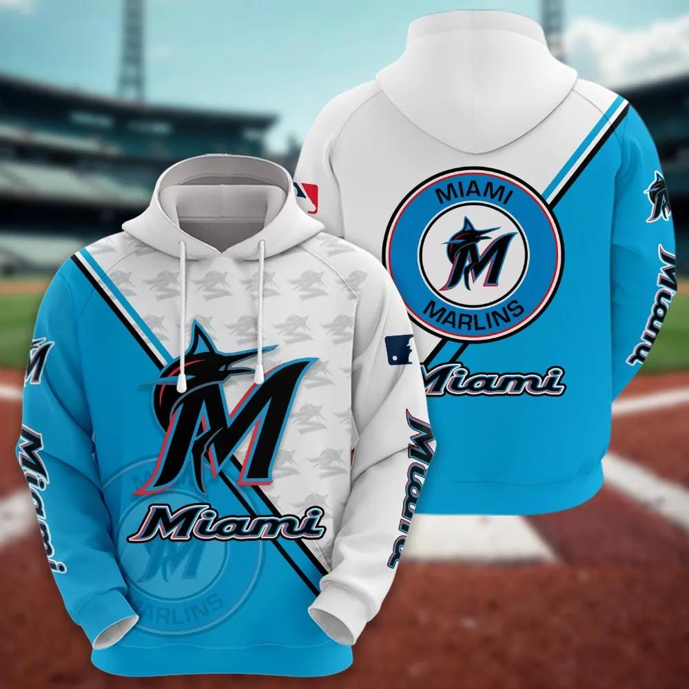 Miami Marlins Logo 3D MLB All Over Print Hoodie