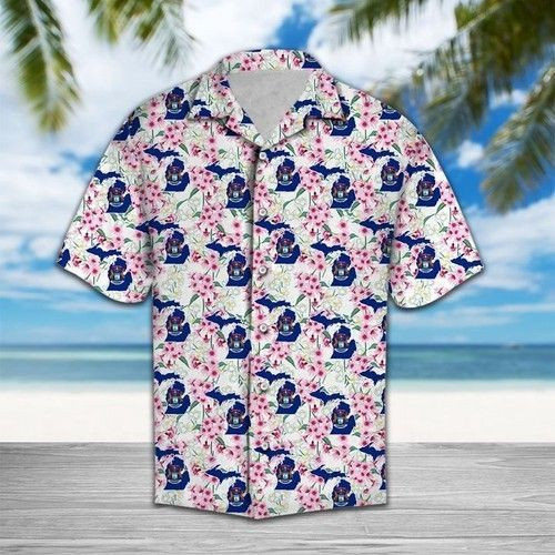 Michigan Apple Blossom Hawaiian Shirt Tropical Aloha Button Up