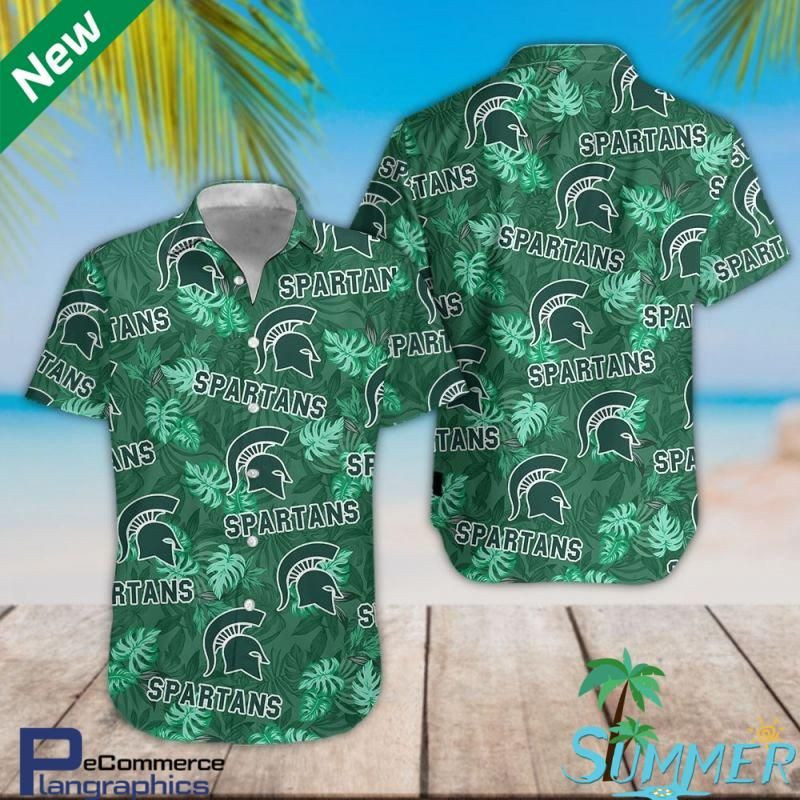 Michigan State Spartans Aloha Shirt Hawaiian Shirt Tropical Aloha Button Up