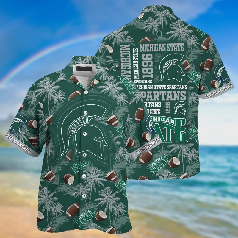 Michigan State Spartans Ncaa Hawaiian Shirt Tropical Aloha Button Up