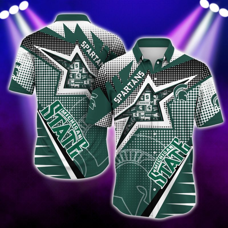 Michigan State Spartans Ncaa Hawaiian Shirt Tropical Aloha Button Up