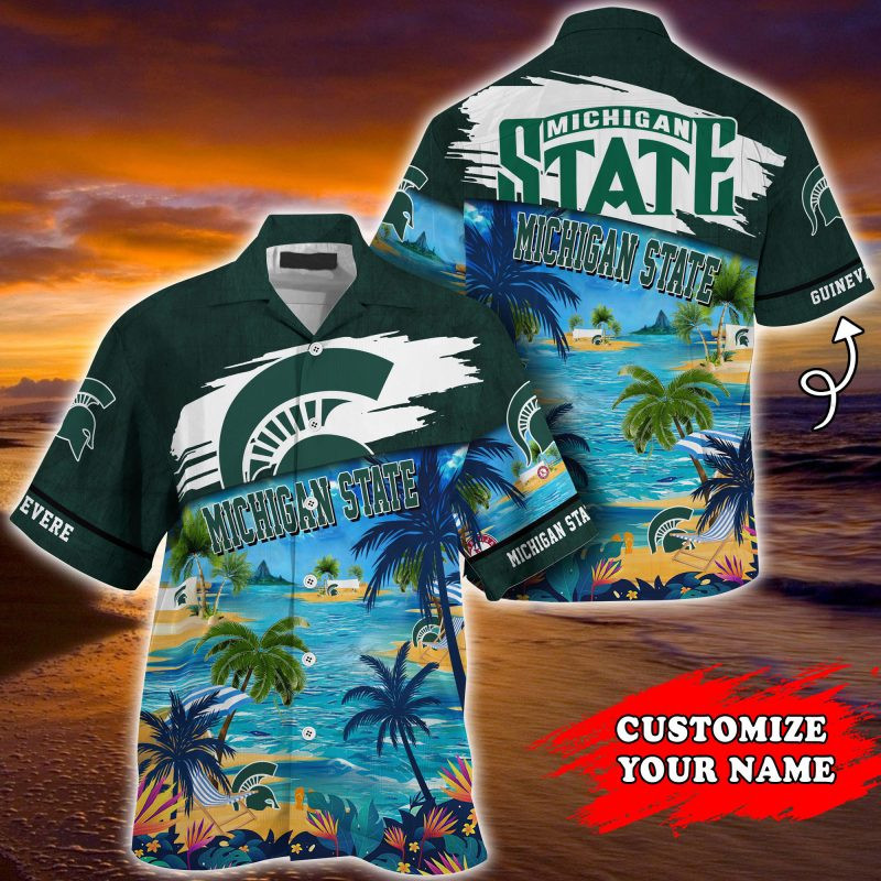 Michigan State Spartans Ncaa Personalized Summer Hawaiian Shirt Tropical Aloha Button Up