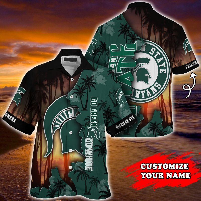 Michigan State Spartans Ncaa Personalized Summer Hawaiian Shirt Tropical Aloha Button Up
