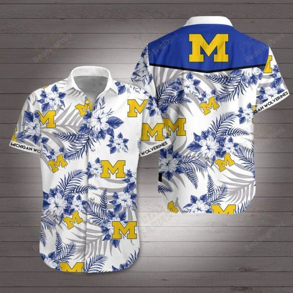 Michigan Wolverines Hawaiian Shirt Tropical Aloha Button Up