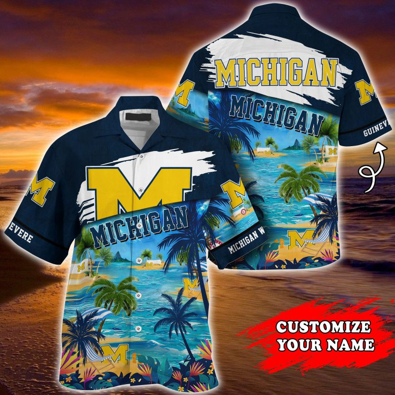 Michigan Wolverines Ncaa Personalized Summer Hawaiian Shirt Tropical Aloha Button Up