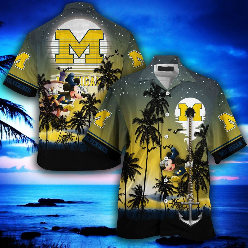 Michigan Wolverines Ncaa Summer Hawaiian Shirt Tropical Aloha Button Up