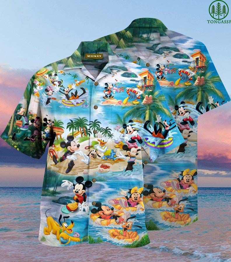 Mickey Daisy Pluto Disney Picnic Hawaiian Shirt Tropical Aloha Button Up