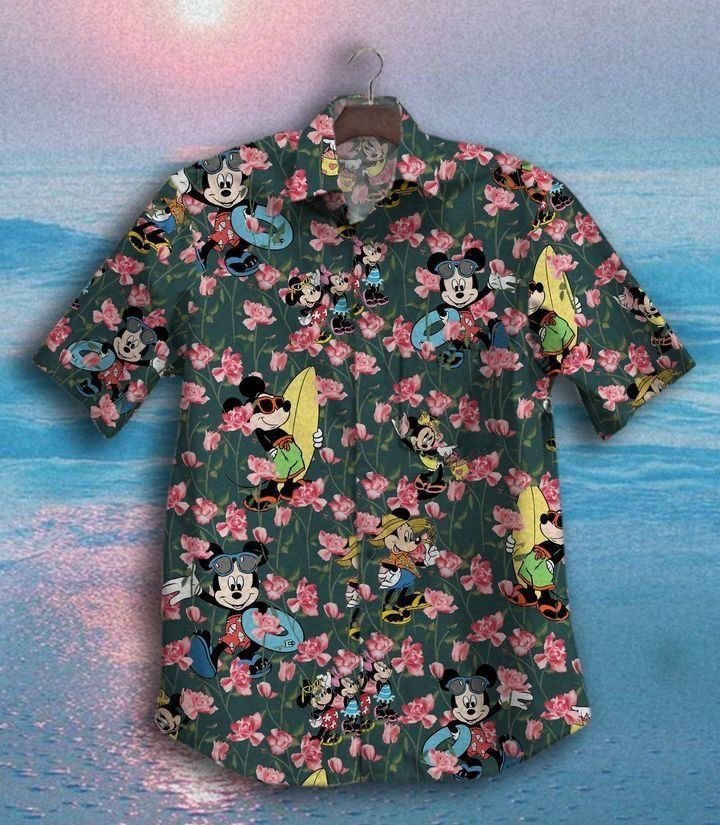 Mickey Hawaiian Shirt Tropical Aloha Button Up