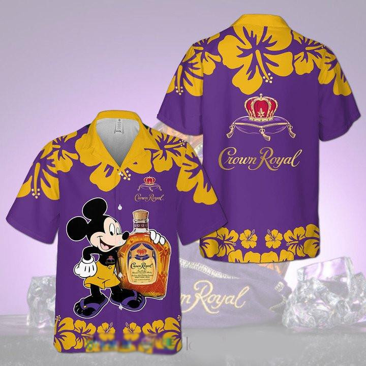 Mickey Mouse And Crown Royal Hawaiian Shirt Tropical Aloha Button Up