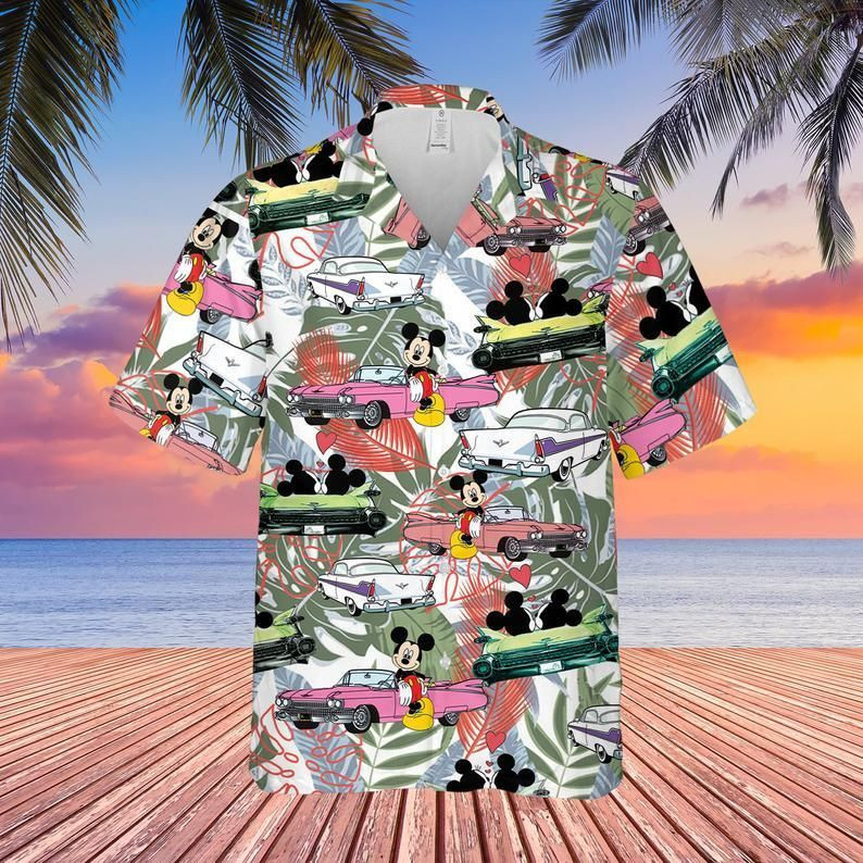 Mickey Mouse Hawaiian Shirt Tropical Aloha Button Up