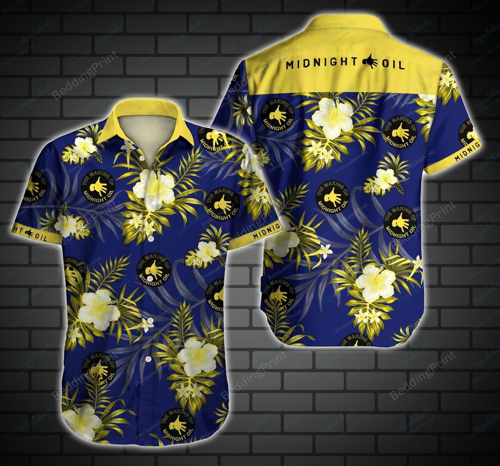 Midnight Oil Hawaiian Shirt Tropical Aloha Button Up