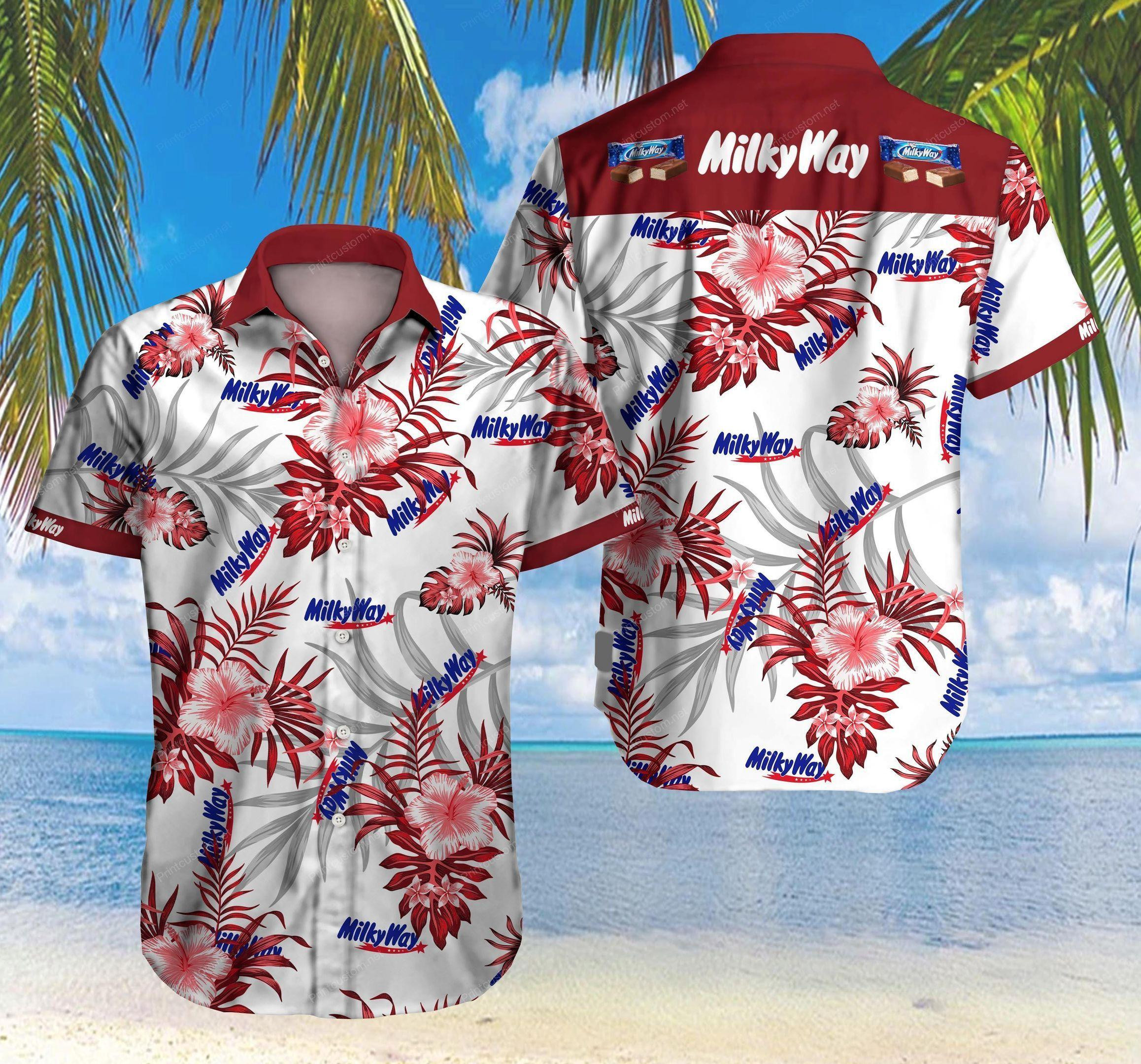 Milky Way Chocolate Hawaiian Shirt Tropical Aloha Button Up