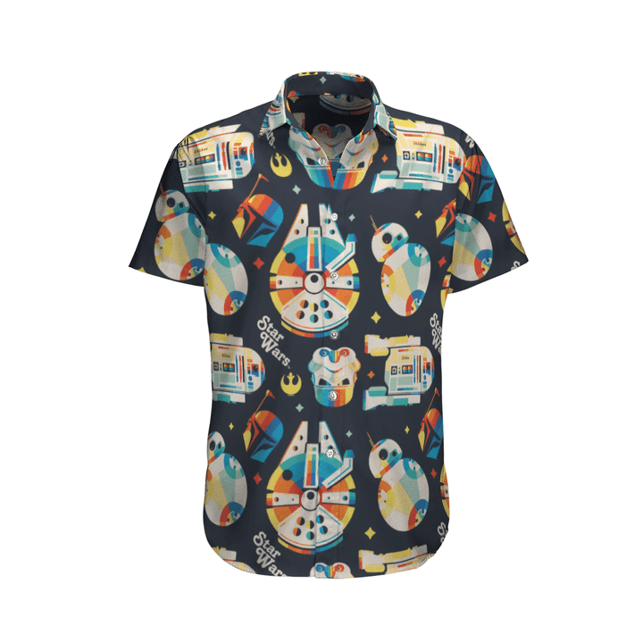 Millennium Falcon Star Wars Shirts Star Wars Hawaiian Shirt Tropical Aloha Button Up