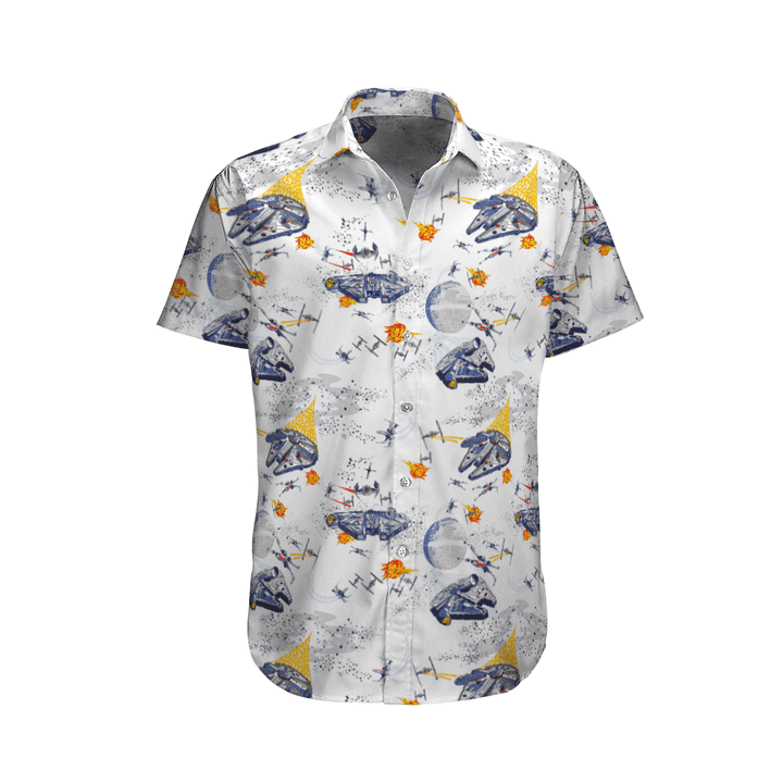 Millennium Falcon Star Wars Shirts Star Wars Hawaiian Shirt Tropical Aloha Button Up