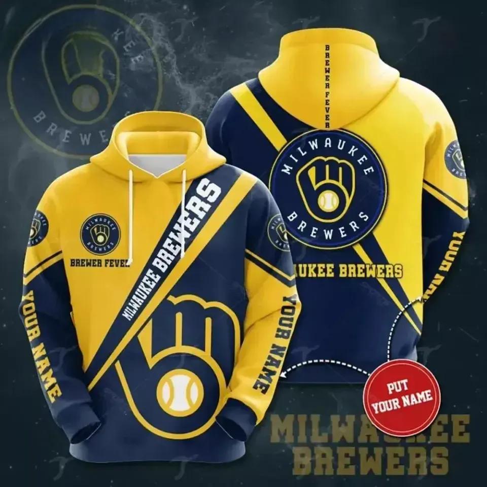 Milwaukee Brewers Custom Name 3D MLB All Over Print Hoodie