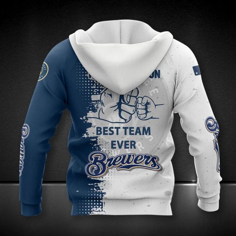 Alternative view of Milwaukee Brewers Dad And Son MLB All Over Print Hoodie