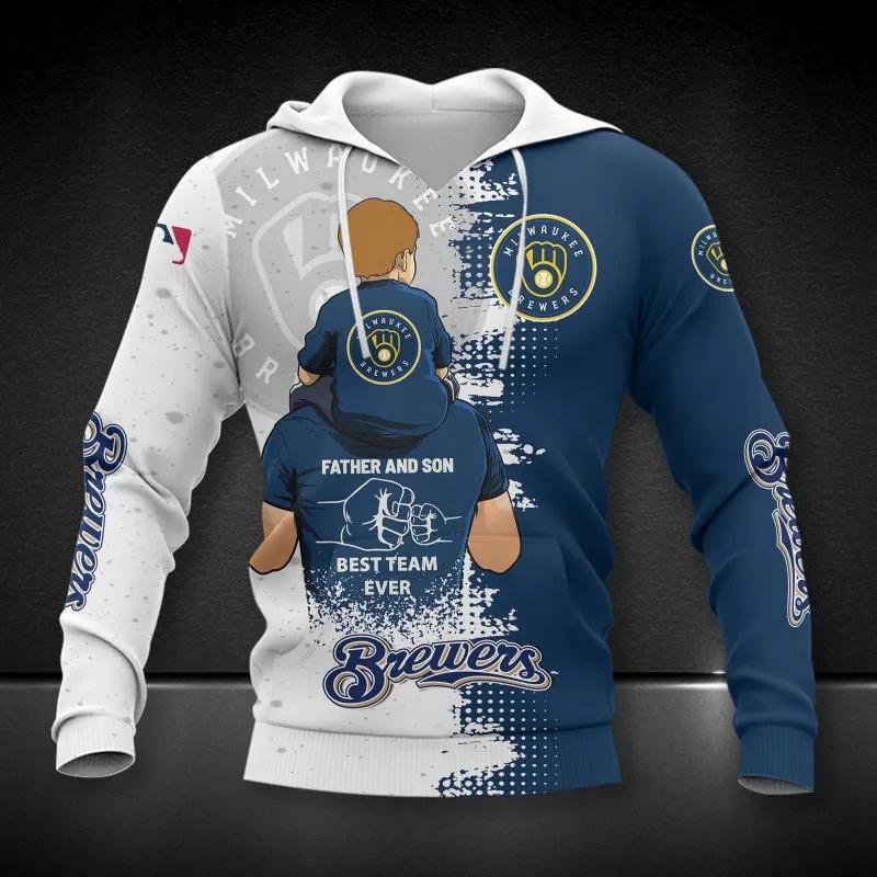 Milwaukee Brewers Dad And Son MLB All Over Print Hoodie