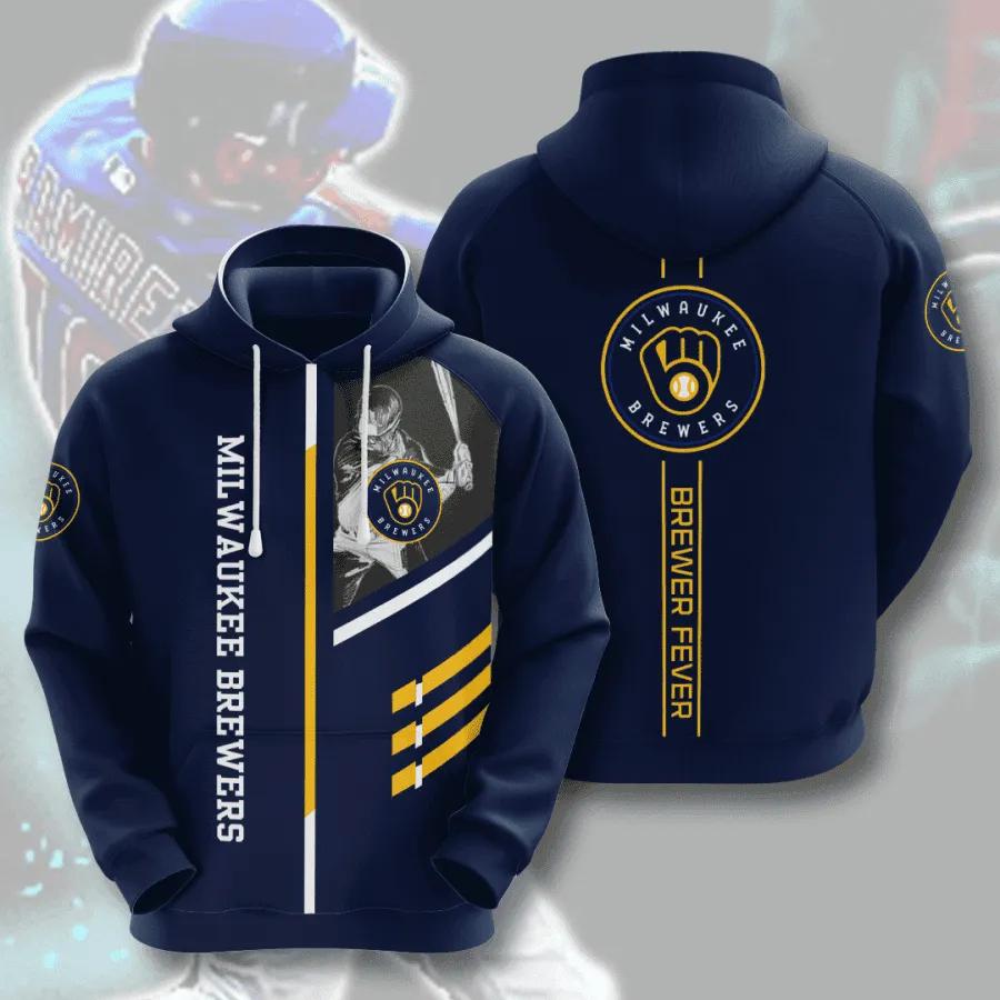 Milwaukee Brewers Fever 3D MLB All Over Print Hoodie