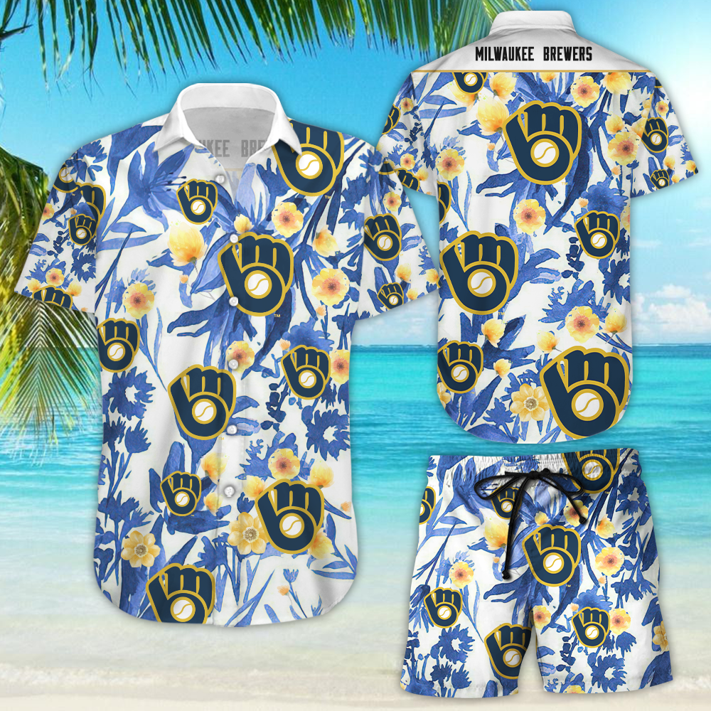 Milwaukee Brewers Hawaiian Shirt Tropical Aloha Button Up