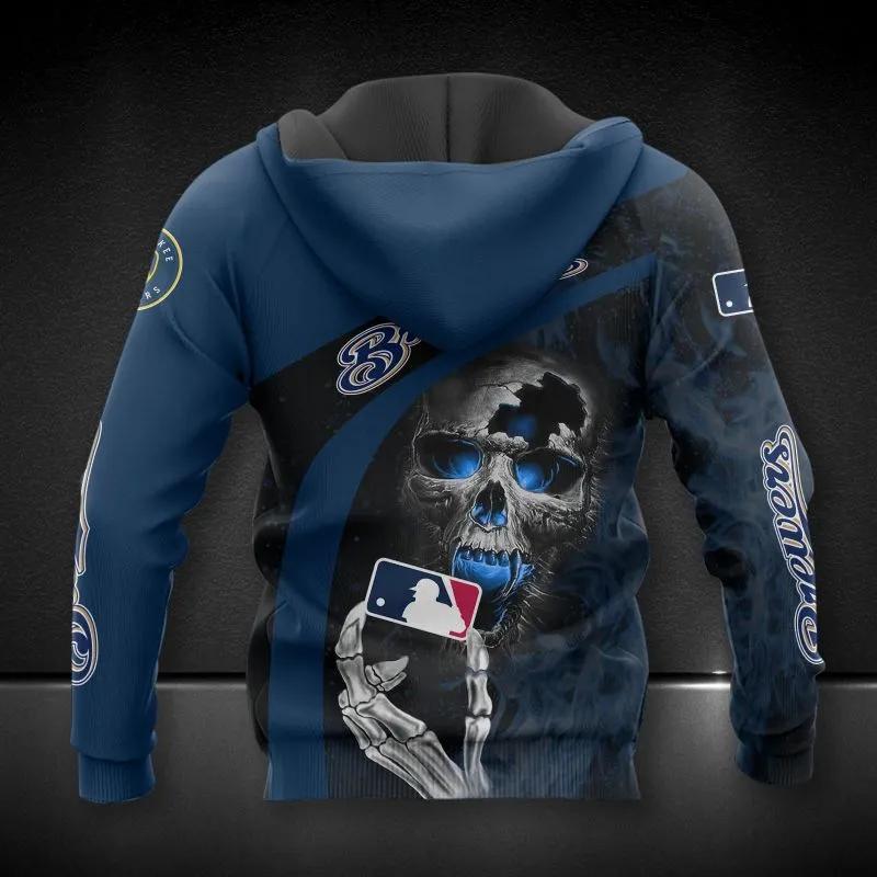 Alternative view of Milwaukee Brewers Skeleton MLB All Over Print Hoodie