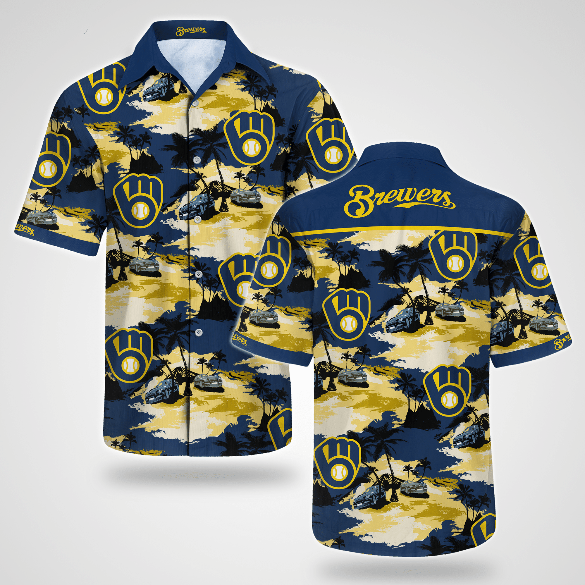 Milwaukee Brewers Tommy Bahama Hawaiian Shirt Tropical Aloha Button Up