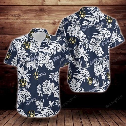 Milwaukee Brewers Tropical Flower Hawaiian Shirt Tropical Aloha Button Up