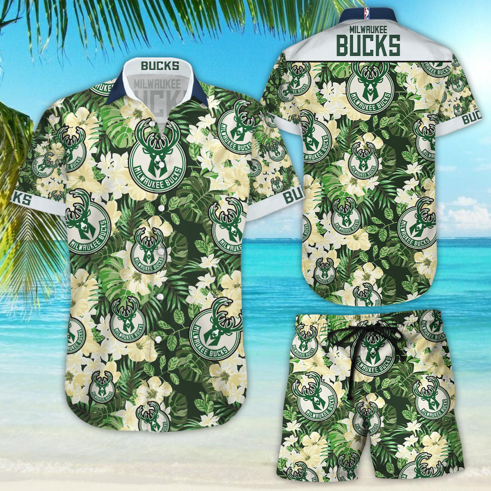 Milwaukee Bucks Hawaiian Shirt Tropical Aloha Button Up