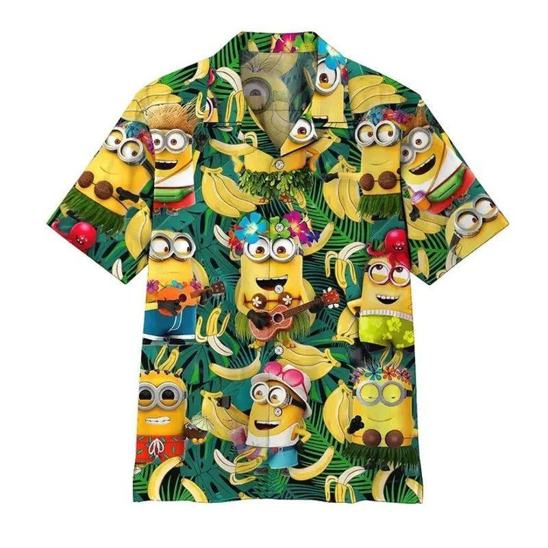 Minions Banana Minions Dancing Hawaiian Shirt Tropical Aloha Button Up