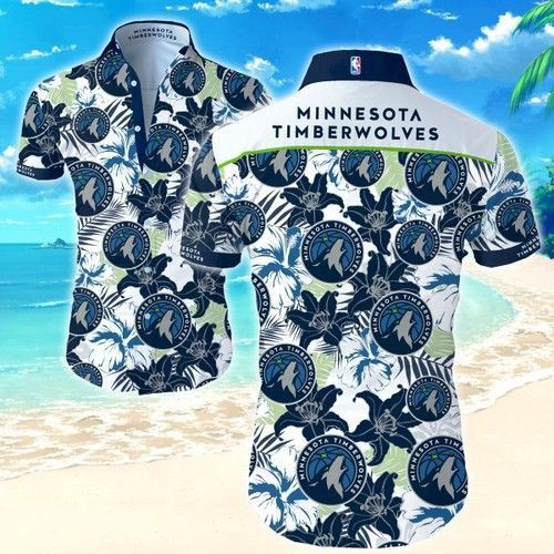 Minnesota Timberwolves Hawaiian Shirt Tropical Aloha Button Up