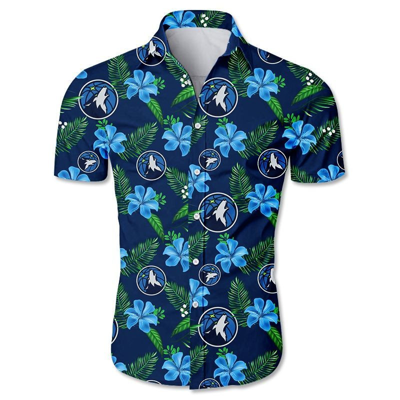 Minnesota Timberwolves Hawaiian Shirt Tropical Aloha Button Up