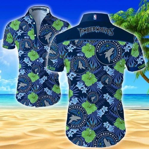 Minnesota Timberwolves Hawaiian Shirt Tropical Aloha Button Up