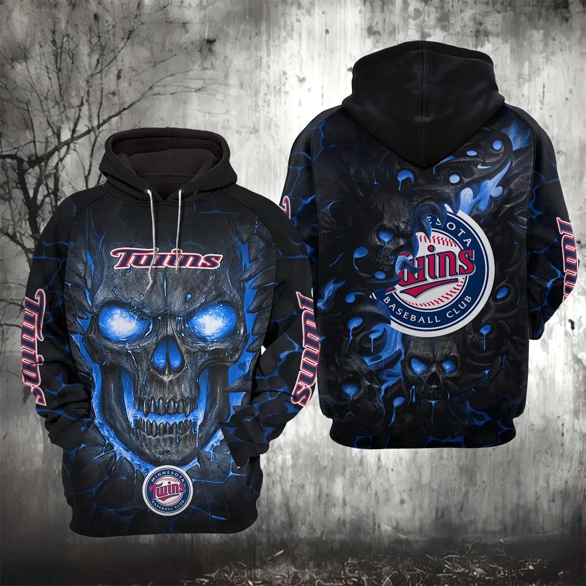 Minnesota Twins Lava Skull 3D MLB All Over Print Hoodie