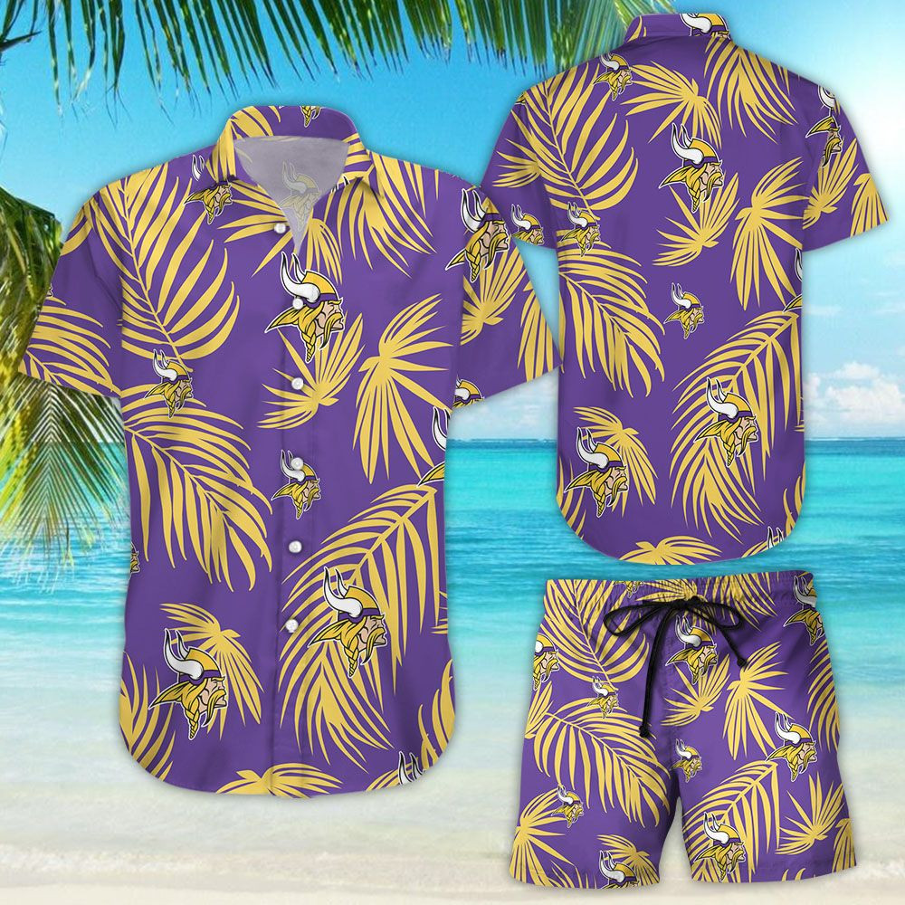 Minnesota Vikings Flower Hawaiian Shirt Tropical Aloha Button Up