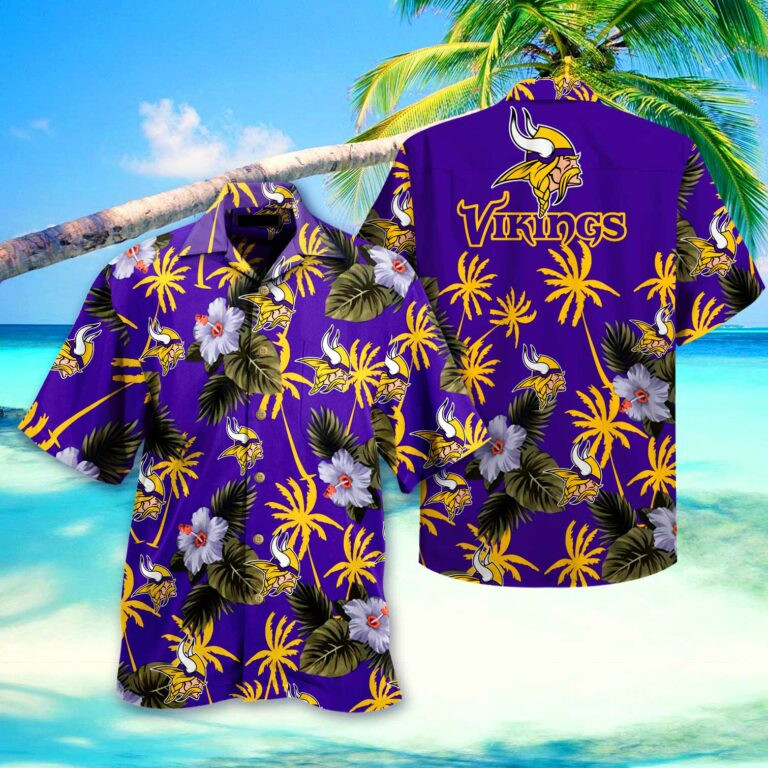 Minnesota Vikings Flower Summer Hawaiian Shirt Tropical Aloha Button Up