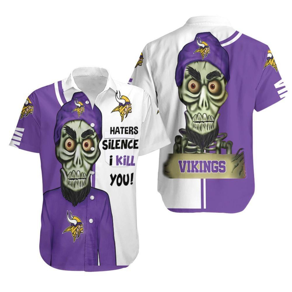 Minnesota Vikings Haters I Kill You Hawaiian Shirt Tropical Aloha Button Up